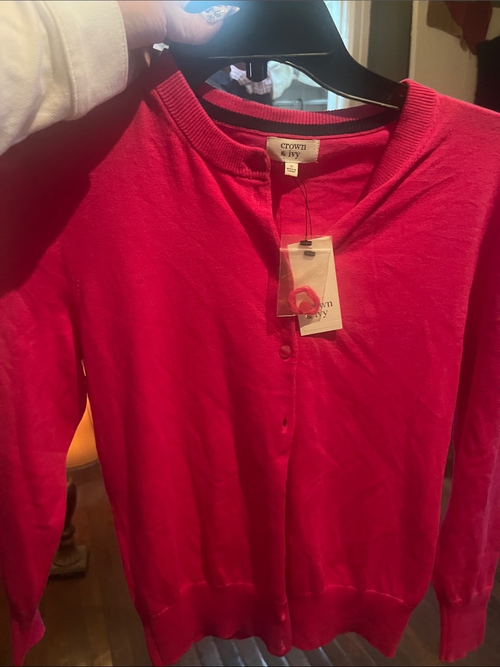 crown & ivy Men's Bright Red Button-Up Cardigan